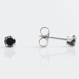 Studex Stainless steel 4MM Cubic Zirconia Black Ear Piercing Earrings
